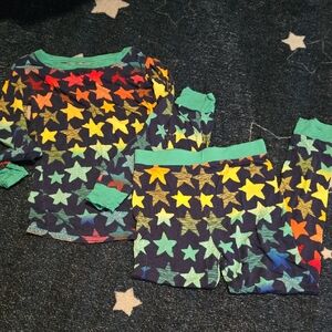 Little Sleepies Navy Pajama Set with Multicolor Stars and Green Trim